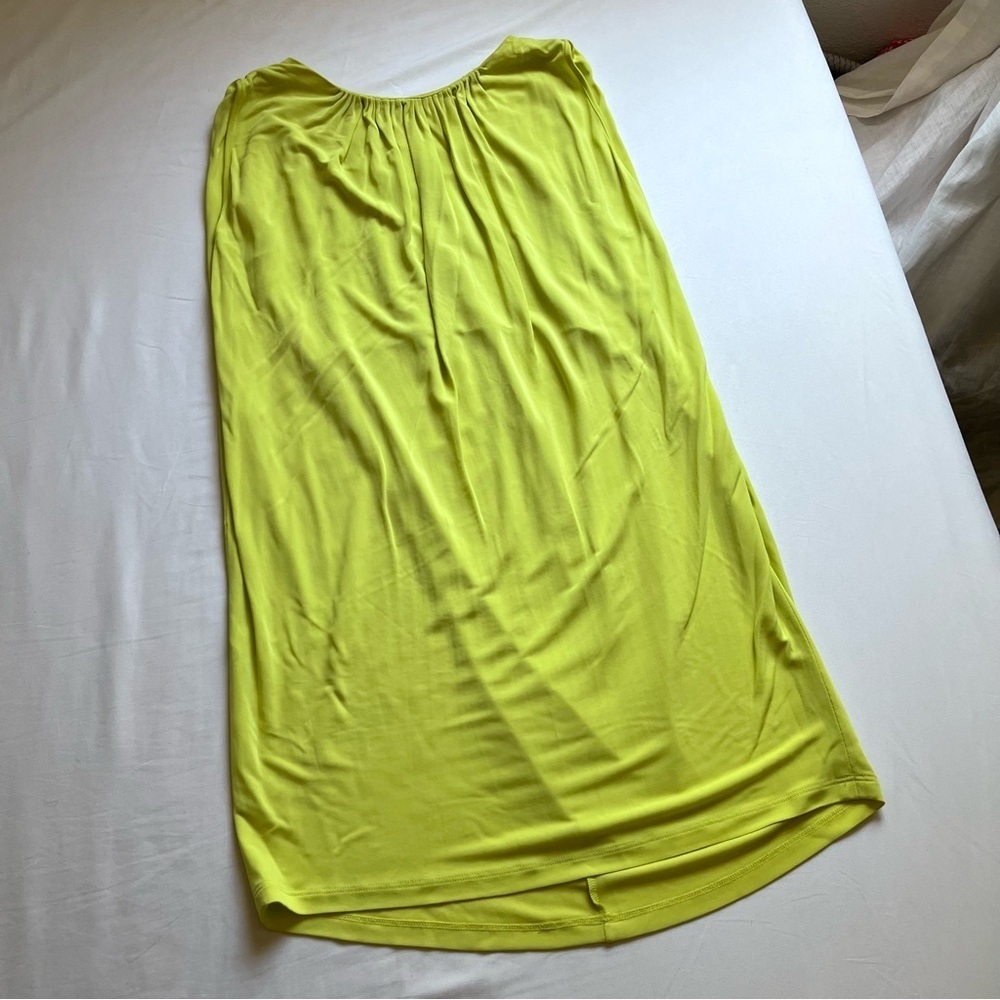 MSGM green yellow‎ knit pleated draped sleeveless mini tank dress